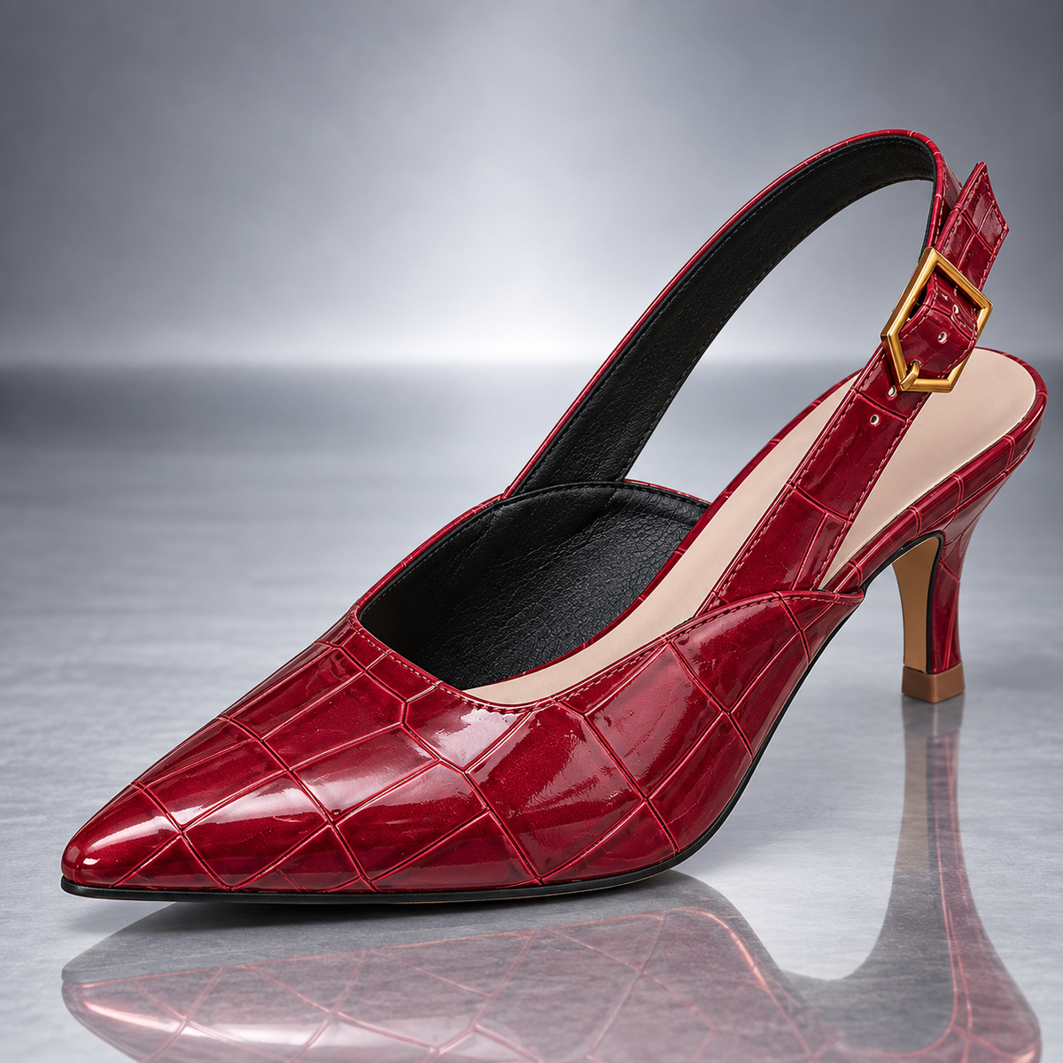Tacones Destalonados Efecto Croco El Carmel