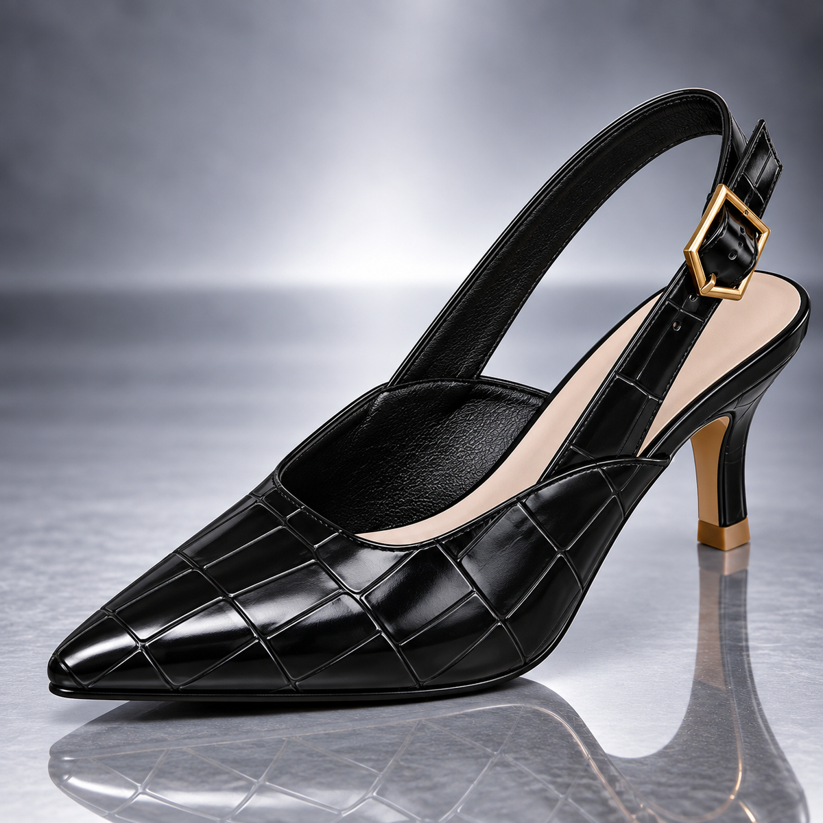 Tacones Destalonados Efecto Croco El Carmel