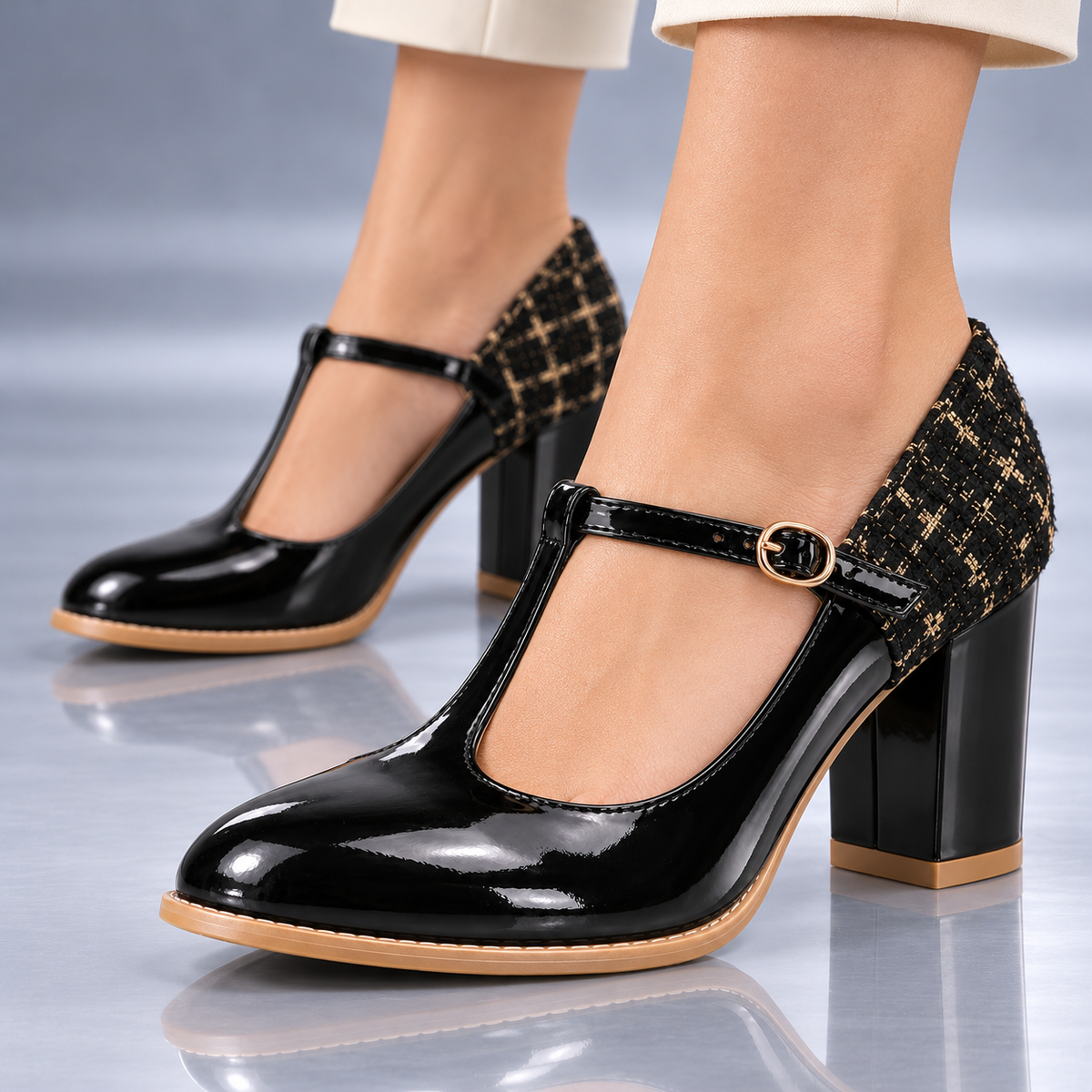 Zapatos de Charol con Tacón y Tira Montserrat