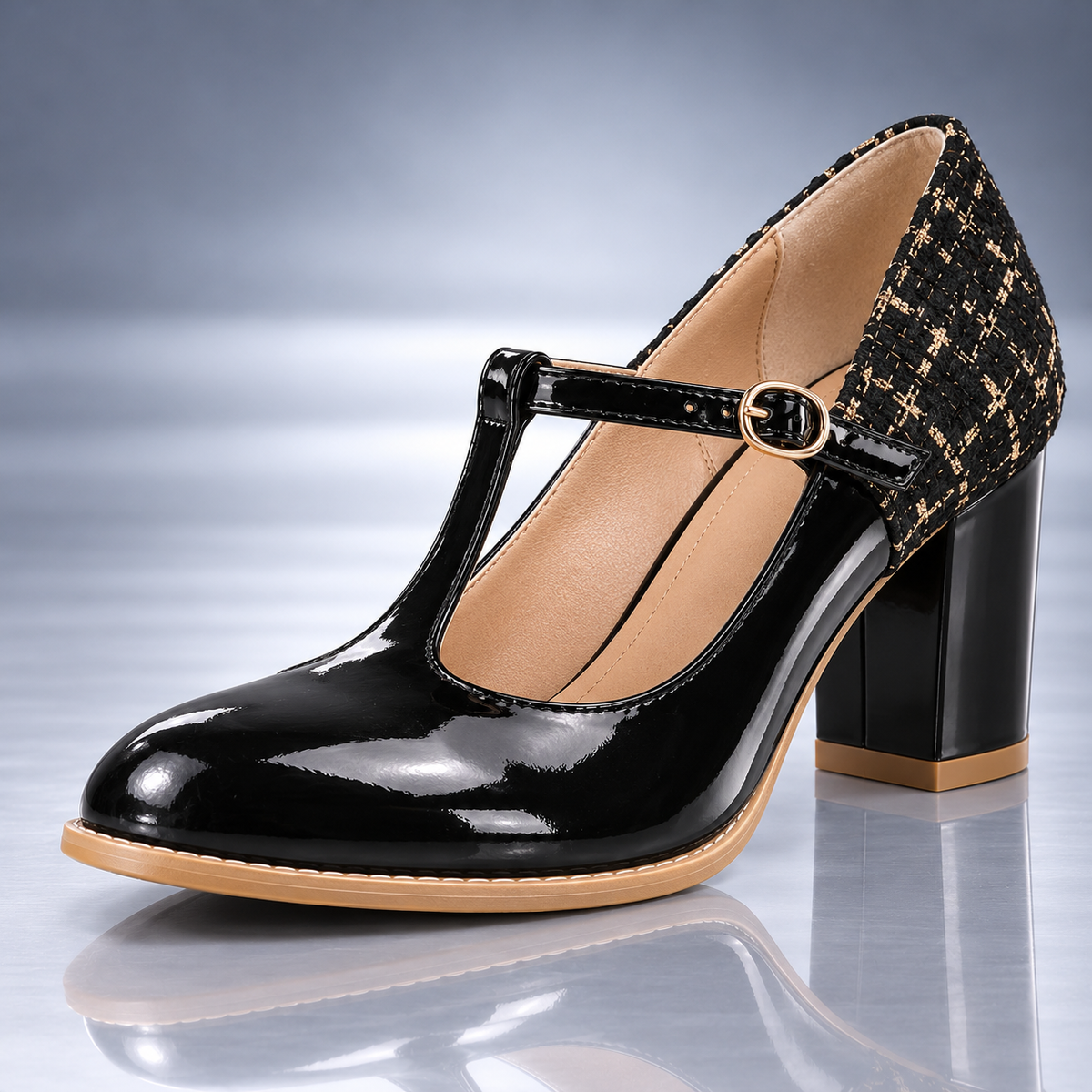 Zapatos de Charol con Tacón y Tira Montserrat