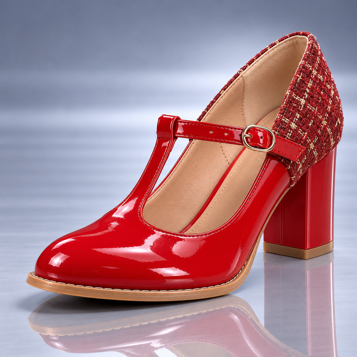 Zapatos de Charol con Tacón y Tira Montserrat