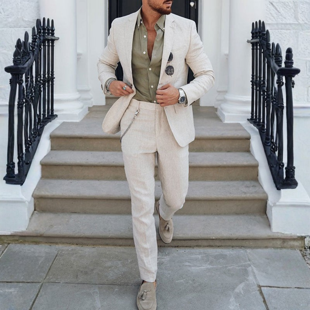 Traje de Lino Slim Fit de Dos Piezas para Hombre