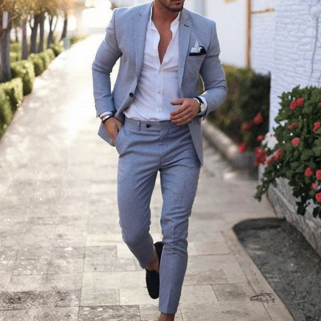 Traje de Lino Slim Fit de Dos Piezas para Hombre