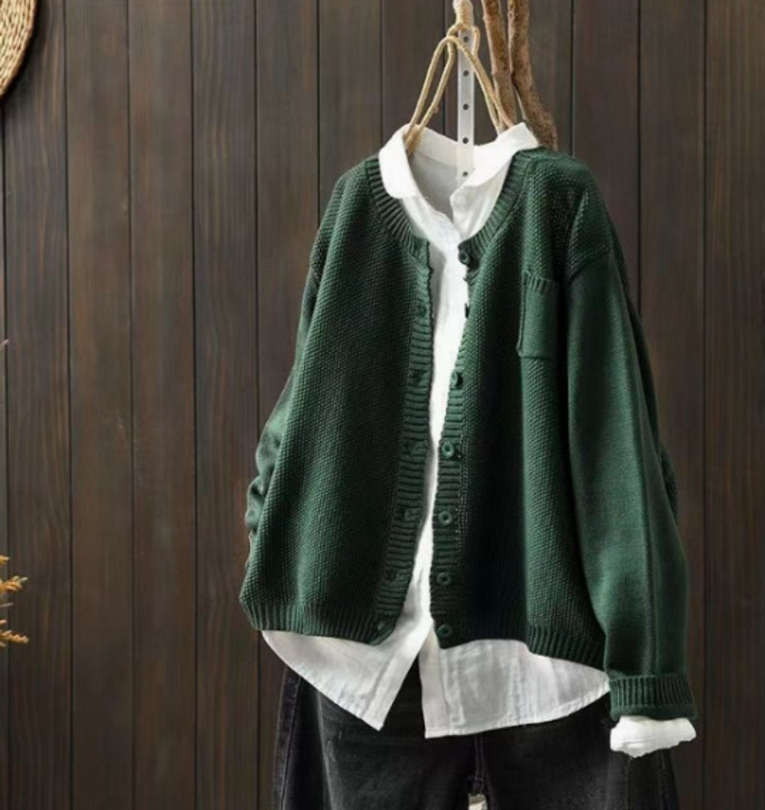 Cárdigan de Punto Oversize para Mujer con Botones y Bolsillos