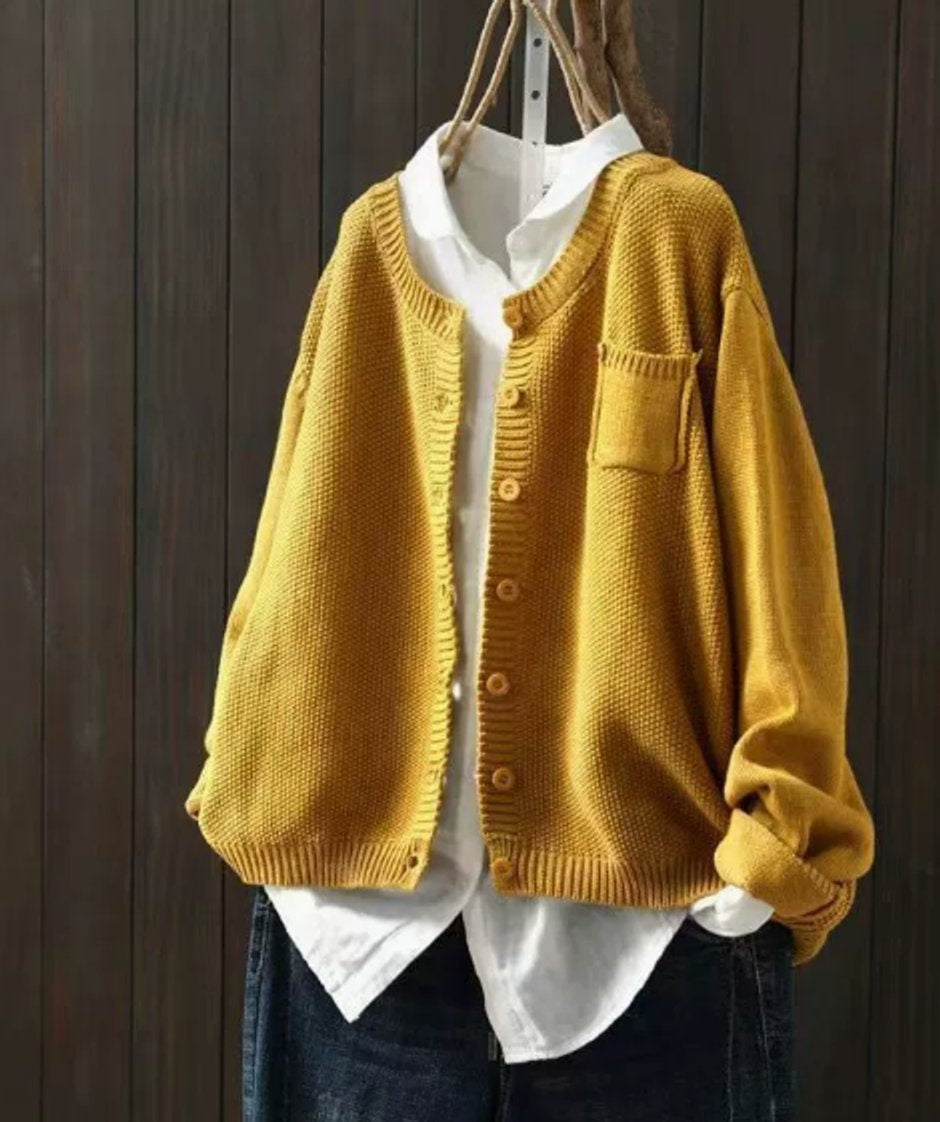 Cárdigan de Punto Oversize para Mujer con Botones y Bolsillos