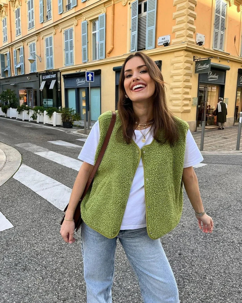 Chaleco de Borreguito para Mujer sin Mangas y Escote en V