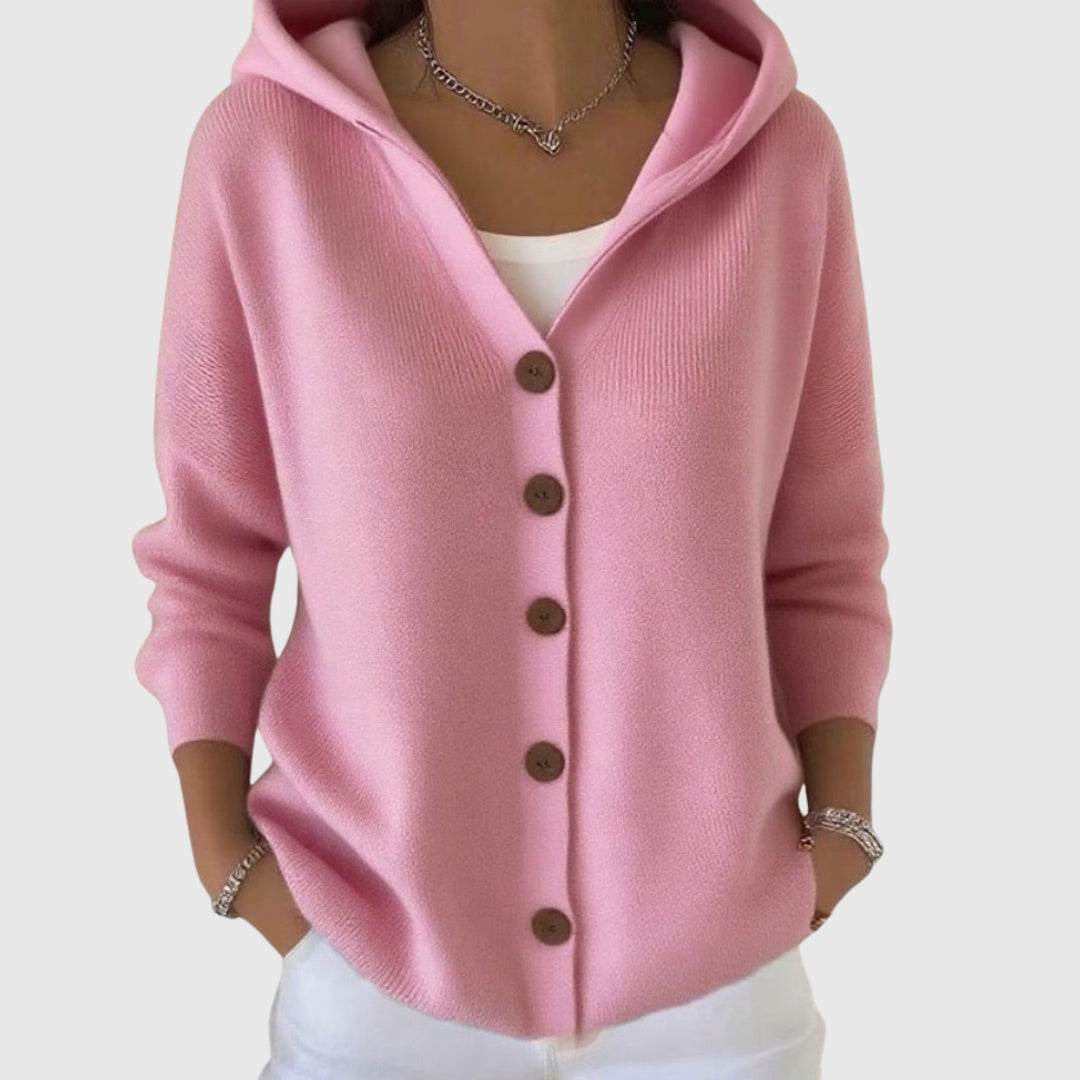 Cárdigan de Punto a Rayas para Mujer con Botones y Escote en V