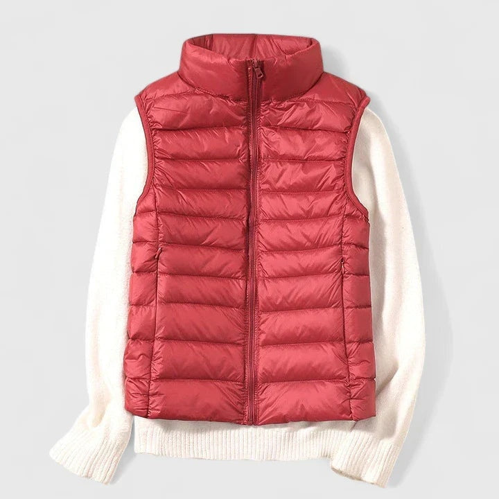 Chaleco Acolchado Ultraligero para Mujer sin Mangas con Cuello Alto