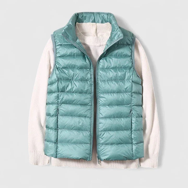 Chaleco Acolchado Ultraligero para Mujer sin Mangas con Cuello Alto