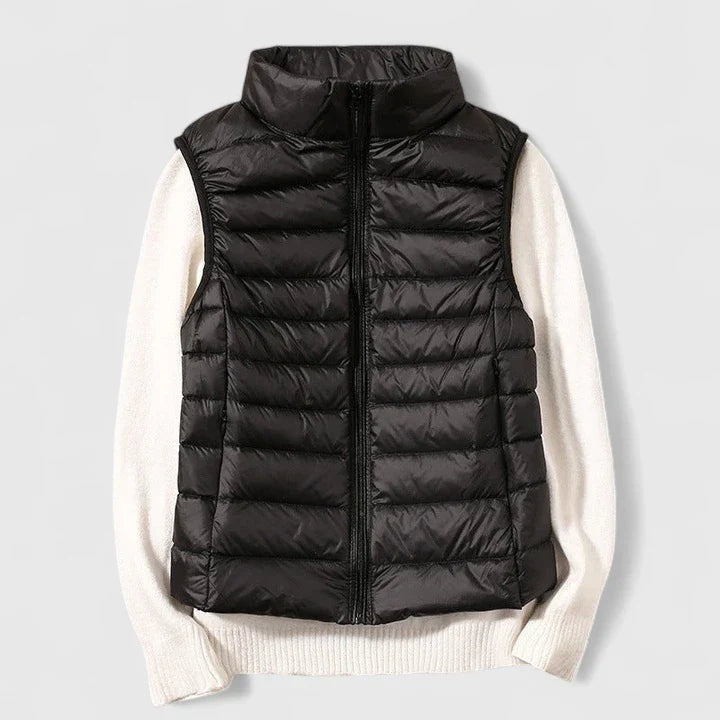 Chaleco Acolchado Ultraligero para Mujer sin Mangas con Cuello Alto