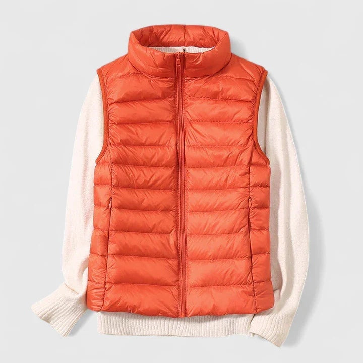 Chaleco Acolchado Ultraligero para Mujer sin Mangas con Cuello Alto