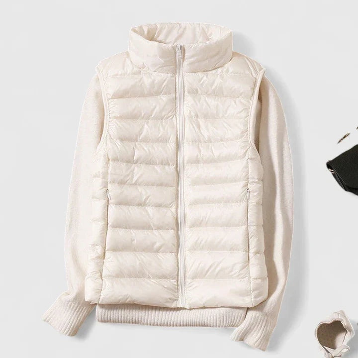 Chaleco Acolchado Ultraligero para Mujer sin Mangas con Cuello Alto