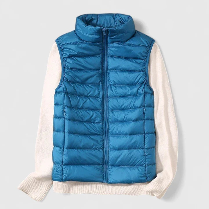 Chaleco Acolchado Ultraligero para Mujer sin Mangas con Cuello Alto
