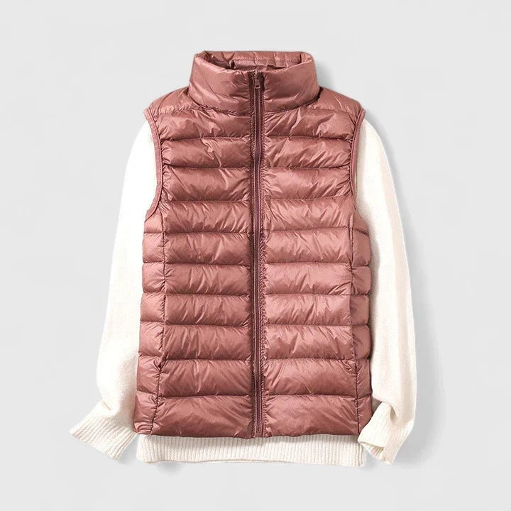 Chaleco Acolchado Ultraligero para Mujer sin Mangas con Cuello Alto