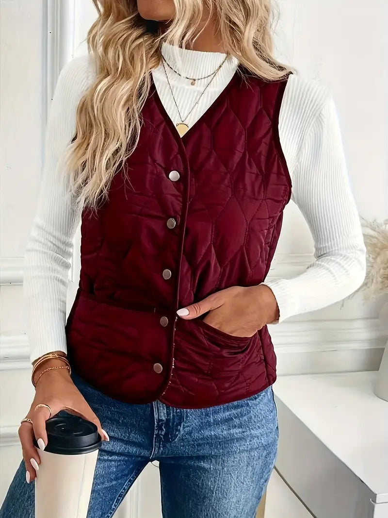 Chaleco Acolchado Reversible para Mujer con Forro Sherpa