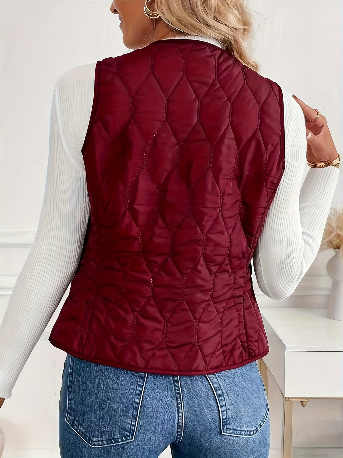 Chaleco Acolchado Reversible para Mujer con Forro Sherpa