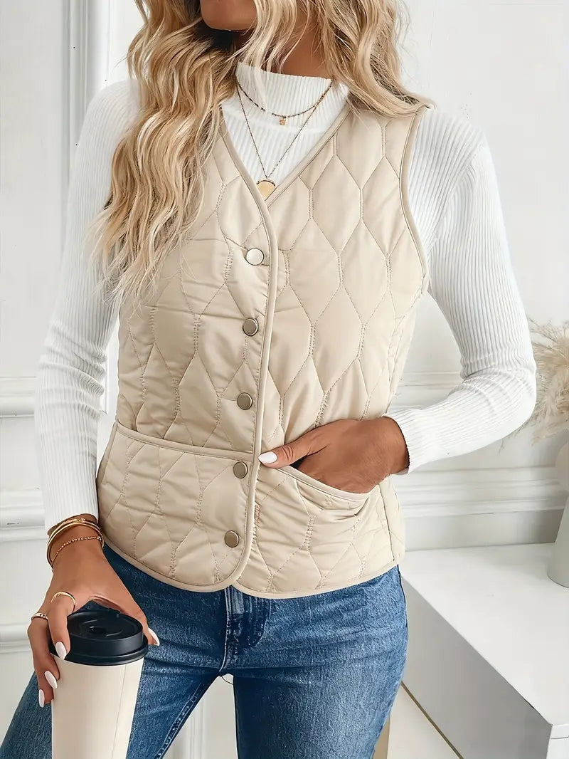Chaleco Acolchado Reversible para Mujer con Forro Sherpa