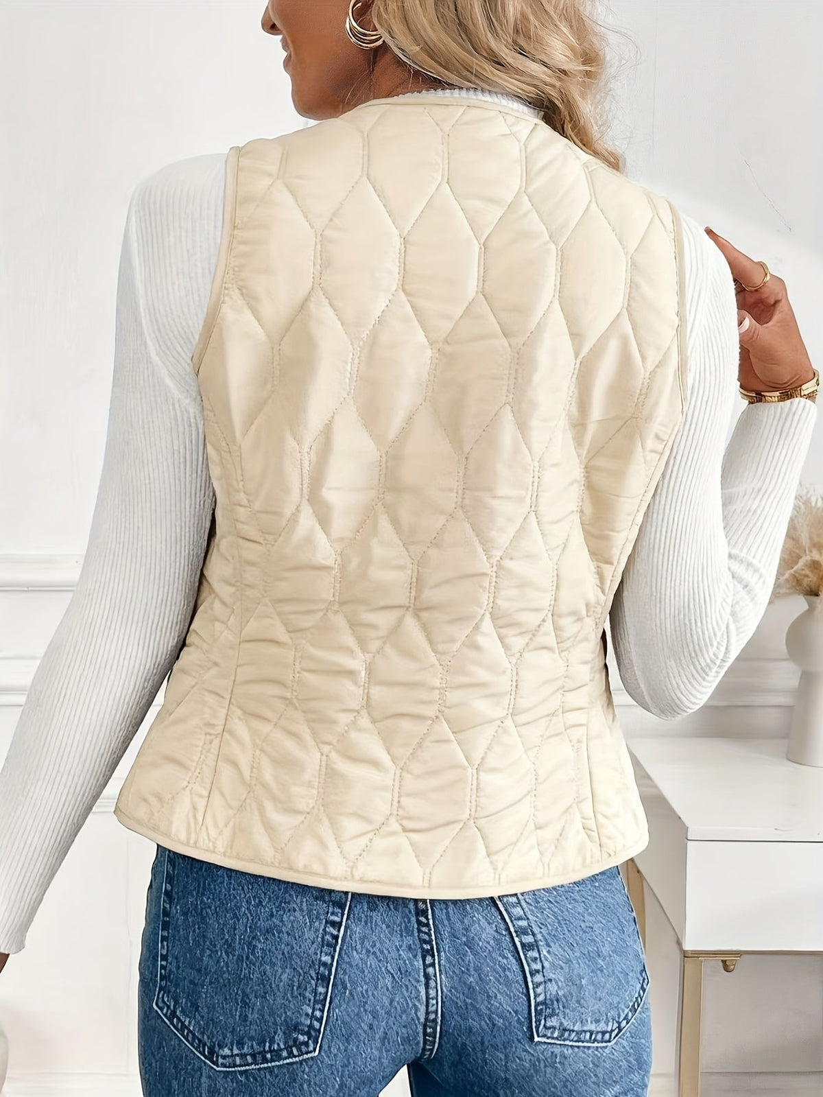 Chaleco Acolchado Reversible para Mujer con Forro Sherpa