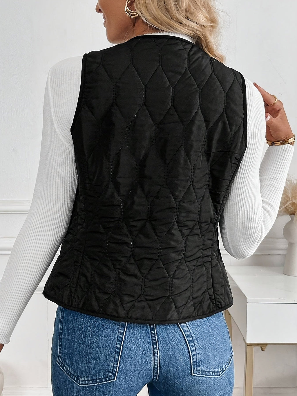 Chaleco Acolchado Reversible para Mujer con Forro Sherpa