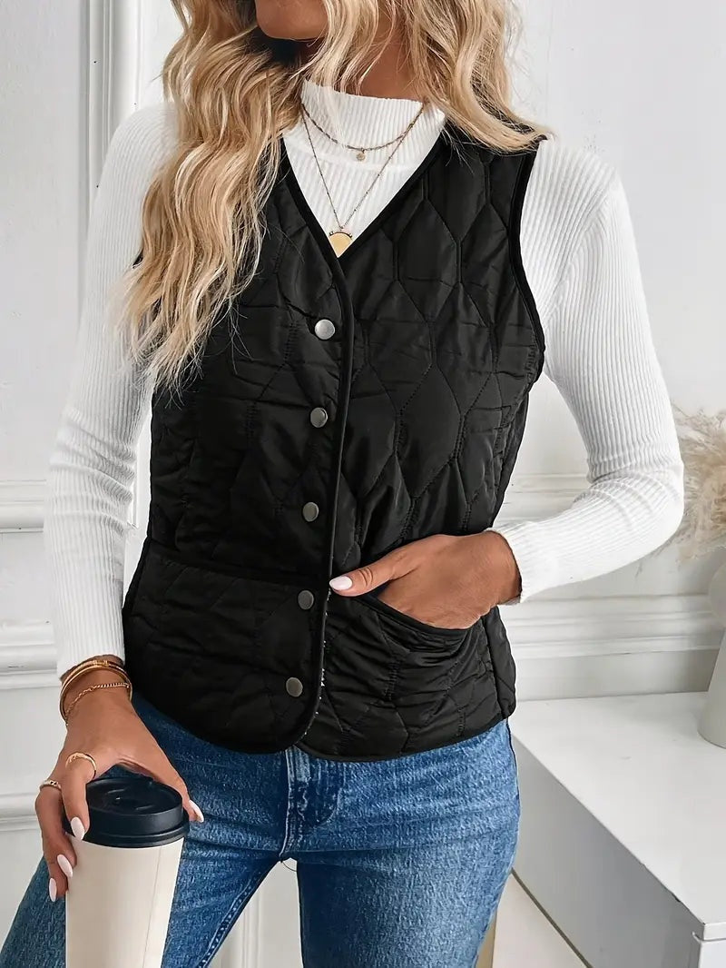 Chaleco Acolchado Reversible para Mujer con Forro Sherpa