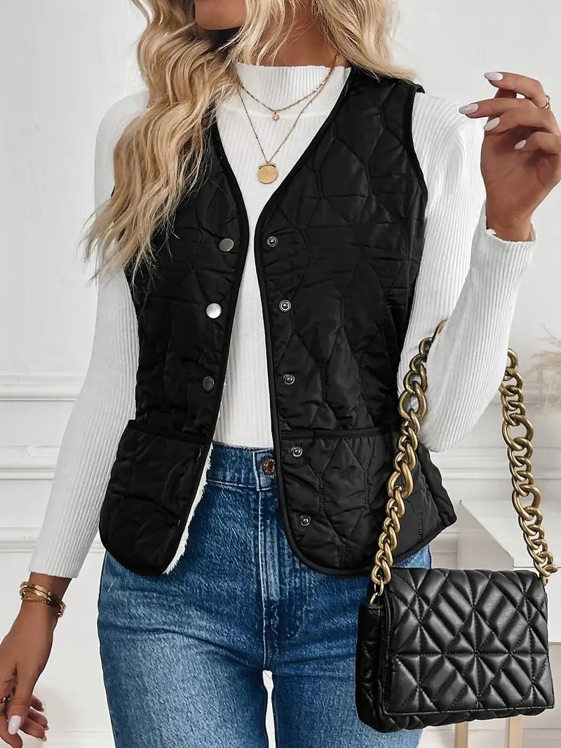 Chaleco Acolchado Reversible para Mujer con Forro Sherpa
