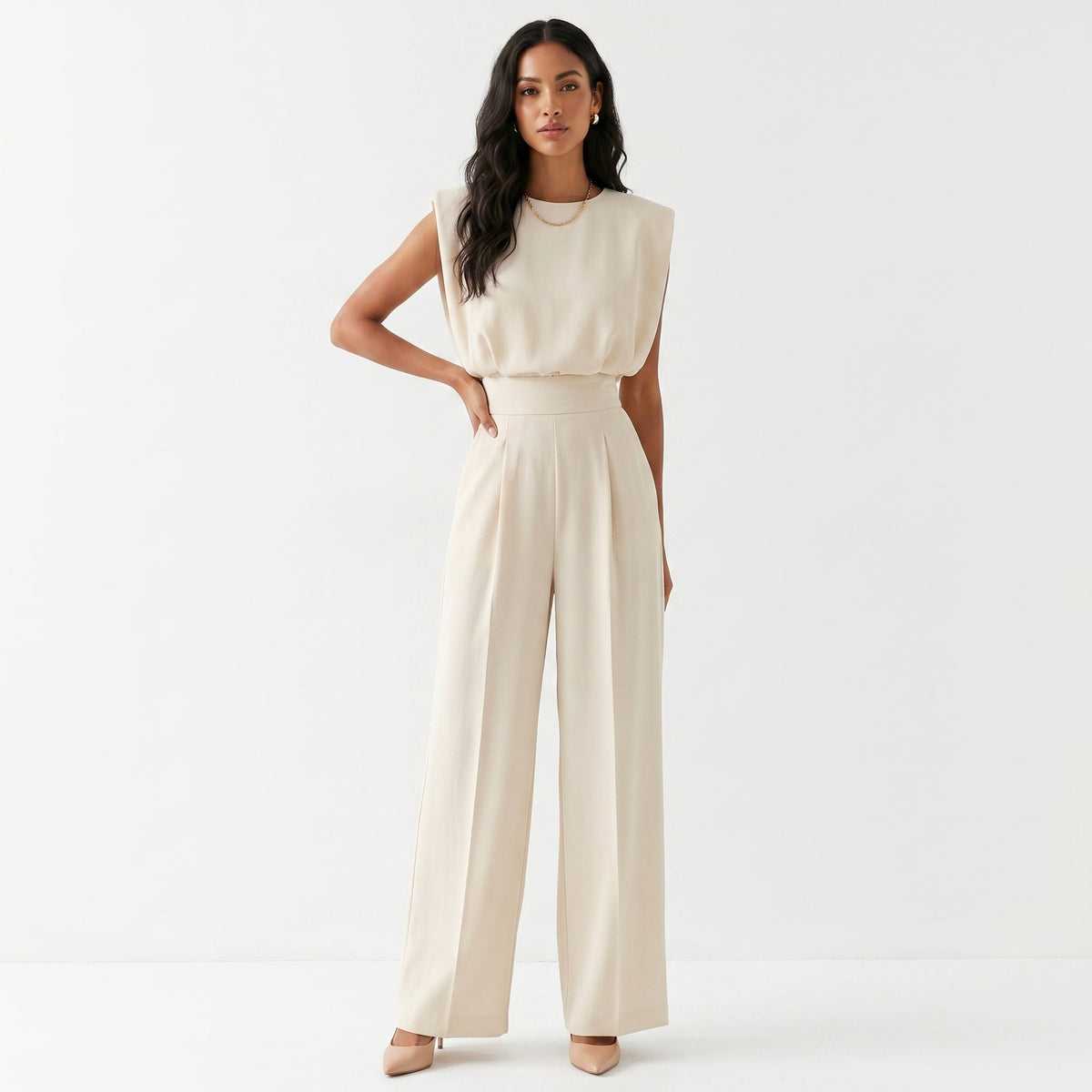 Mono Largo Elegante para Mujer Palazzo de Cintura Alta