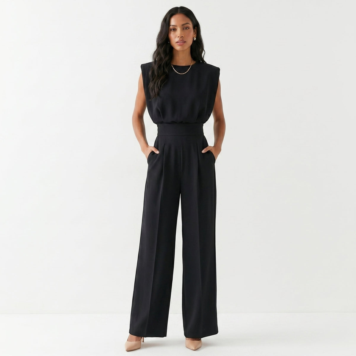 Mono Largo Elegante para Mujer Palazzo de Cintura Alta