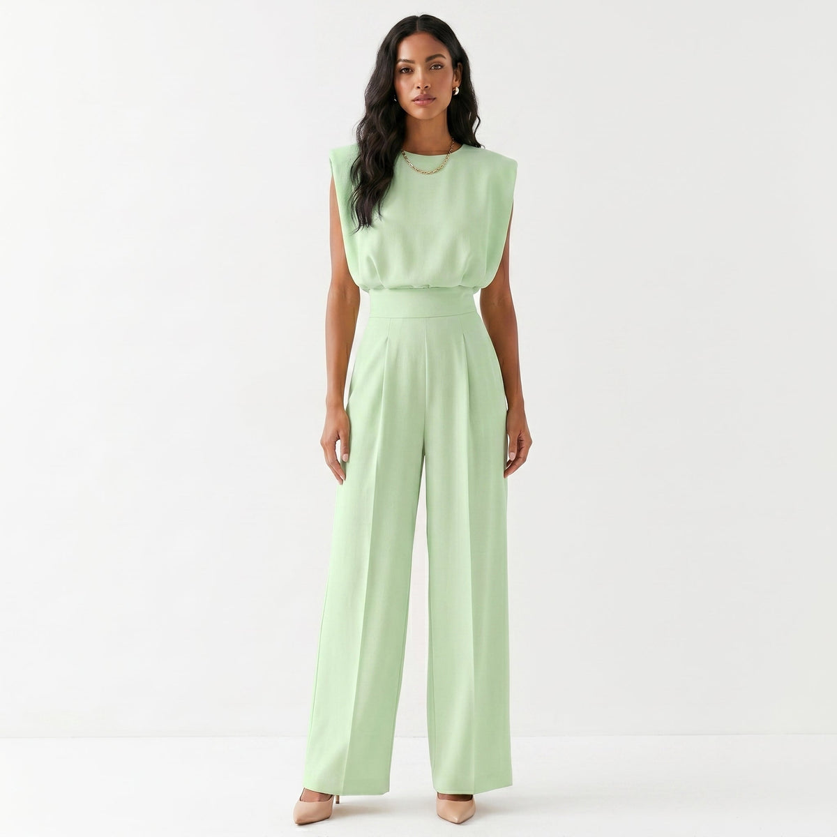 Mono Largo Elegante para Mujer Palazzo de Cintura Alta