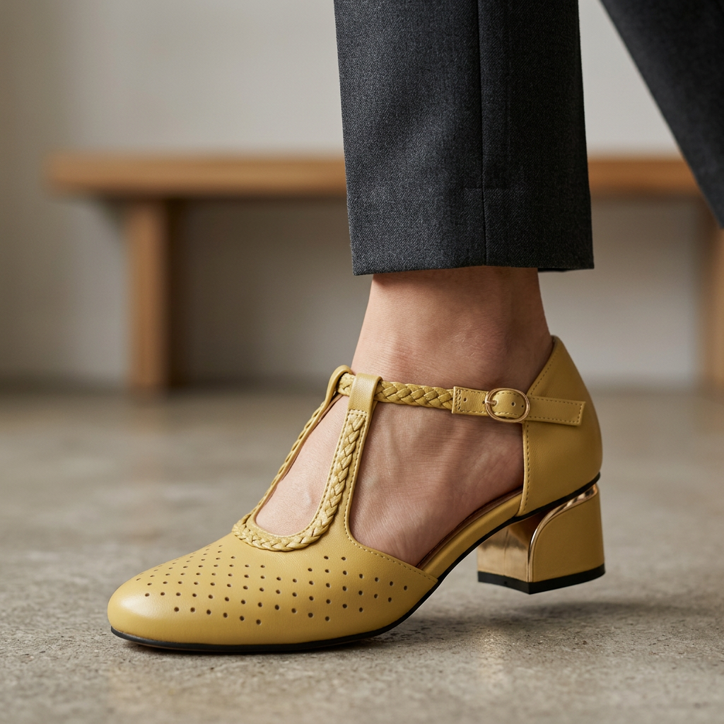 Tacones de Piel con Tira en T Vila Olímpica