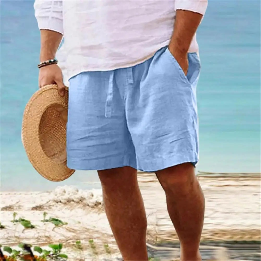 Pantalón Corto de Lino para Hombre con Cintura Elástica