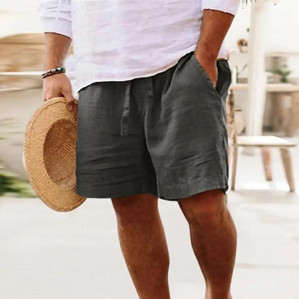 Pantalón Corto de Lino para Hombre con Cintura Elástica