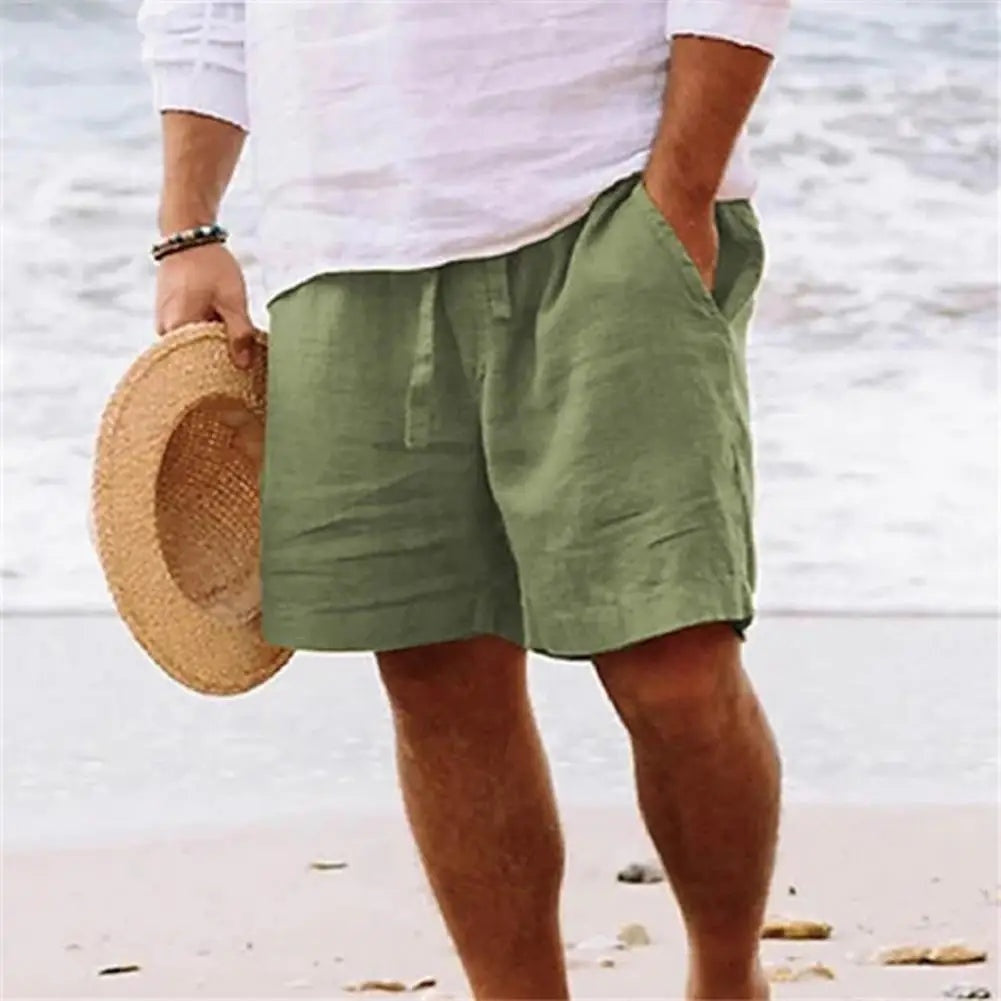 Pantalón Corto de Lino para Hombre con Cintura Elástica