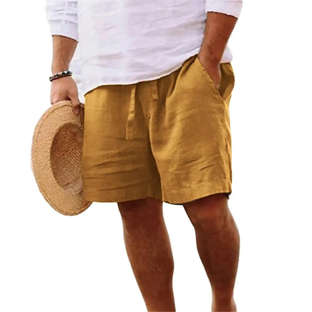 Pantalón Corto de Lino para Hombre con Cintura Elástica