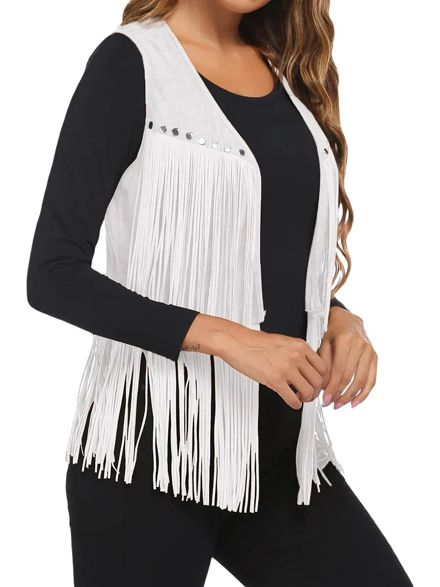 Chaleco de Ante con Flecos para Mujer Estilo Western