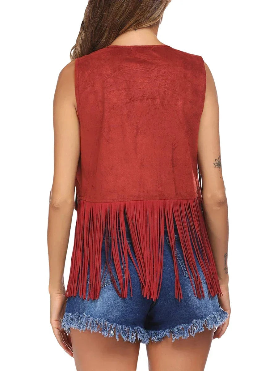 Chaleco de Ante con Flecos para Mujer Estilo Western