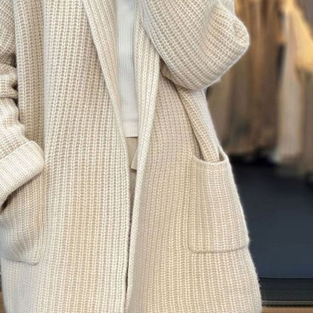 Cárdigan de Punto Oversize para Mujer con Bolsillos y Manga Larga