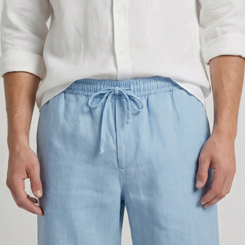 Bermudas de Lino para Hombre con Cintura Elástica y Cordón