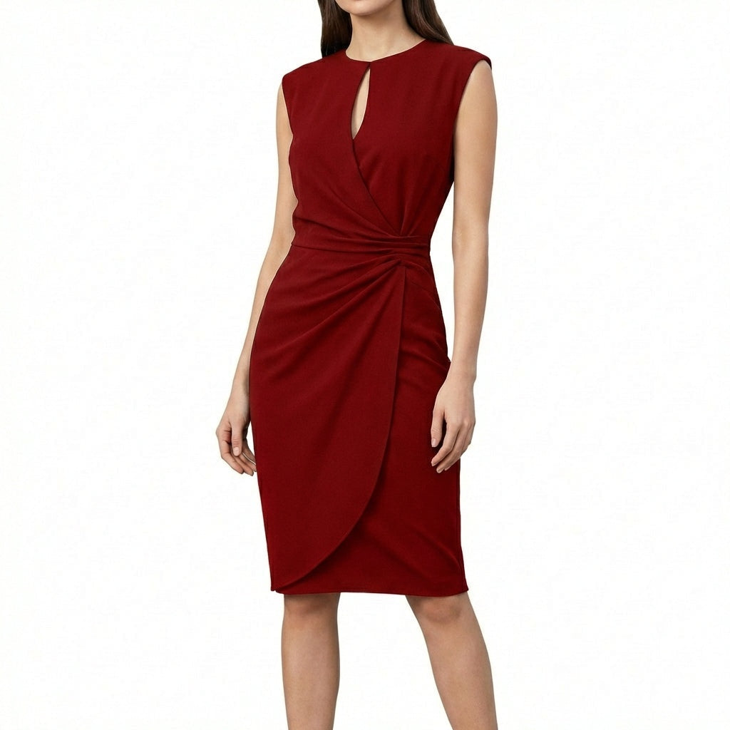 Vestido Daniela Drapeado de Cóctel sin Mangas