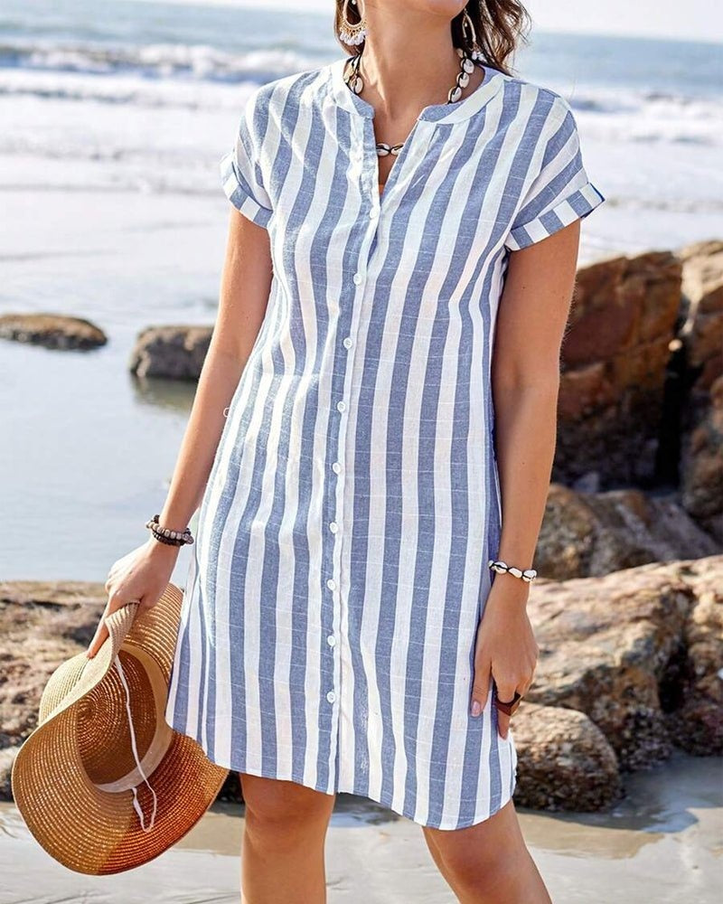 Vestido Carla Camisero Corto de Rayas