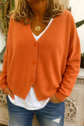 Cárdigan de Punto Oversize para Mujer con Escote en V y Botones