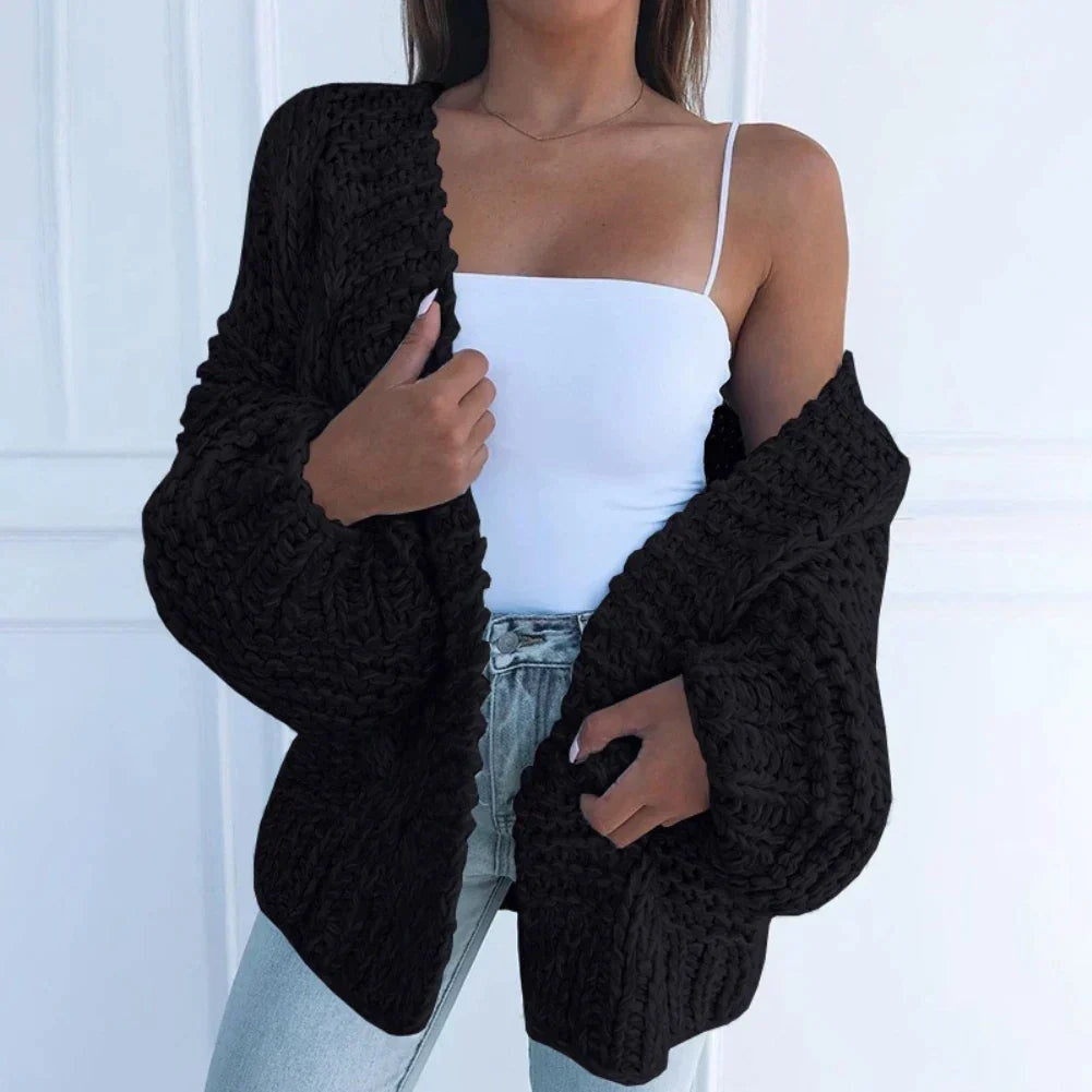 Cárdigan de Punto Grueso Oversize para Mujer de Manga Larga