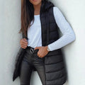 Gilet Largo Acolchado para Mujer con Capucha sin Mangas