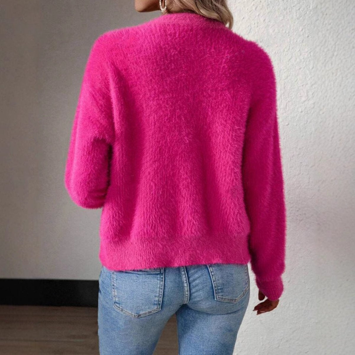 Cárdigan de Punto Suave para Mujer con Escote en V y Botonera