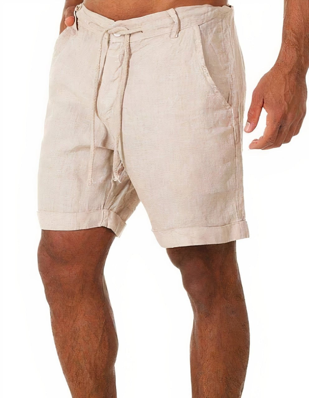 Bermuda Corta de Lino para Hombre Cintura Ajustable