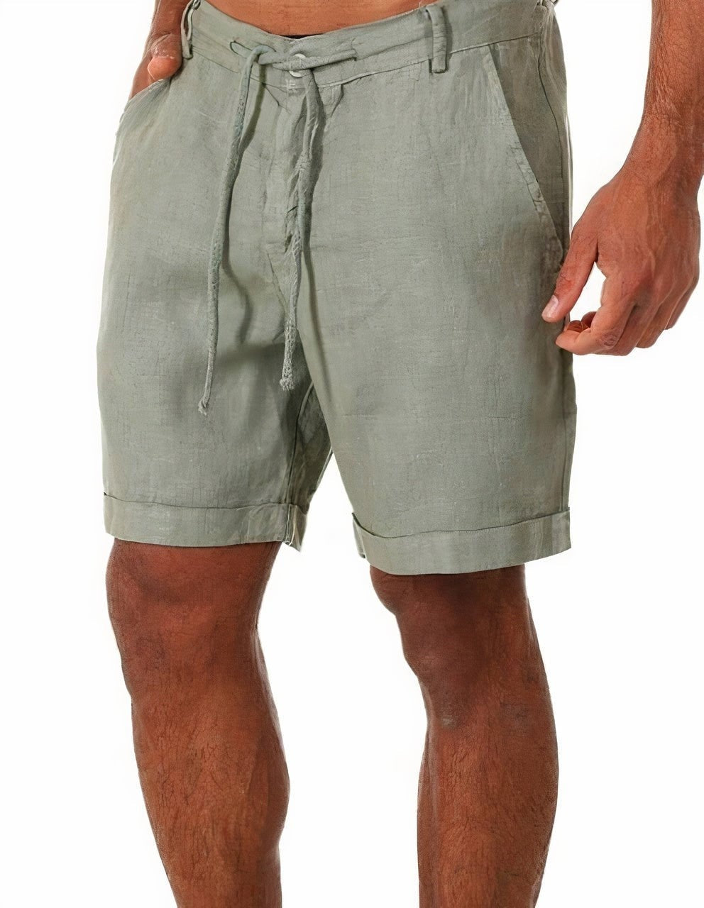Bermuda Corta de Lino para Hombre Cintura Ajustable