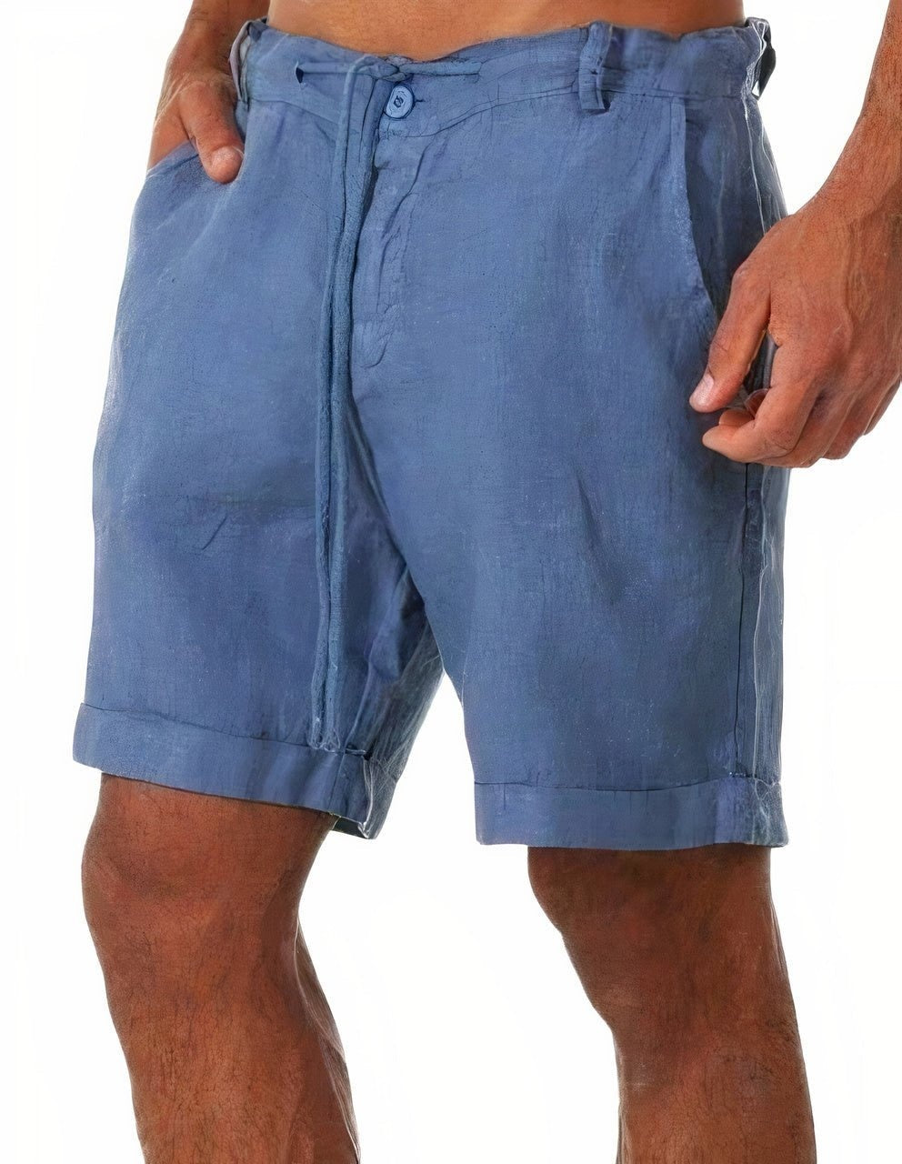 Bermuda Corta de Lino para Hombre Cintura Ajustable