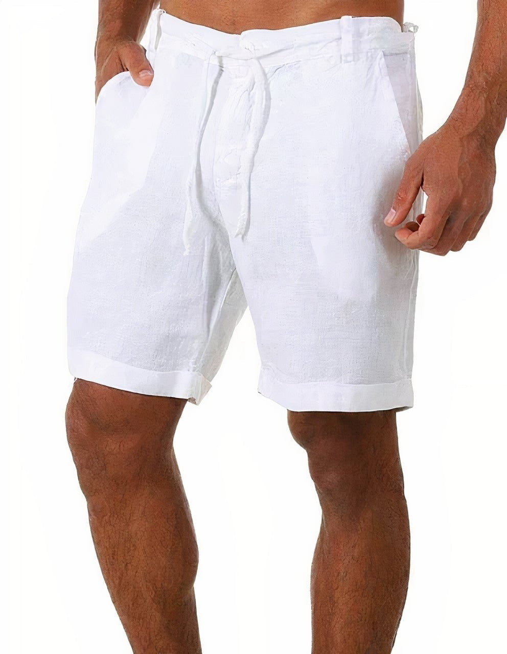 Bermuda Corta de Lino para Hombre Cintura Ajustable