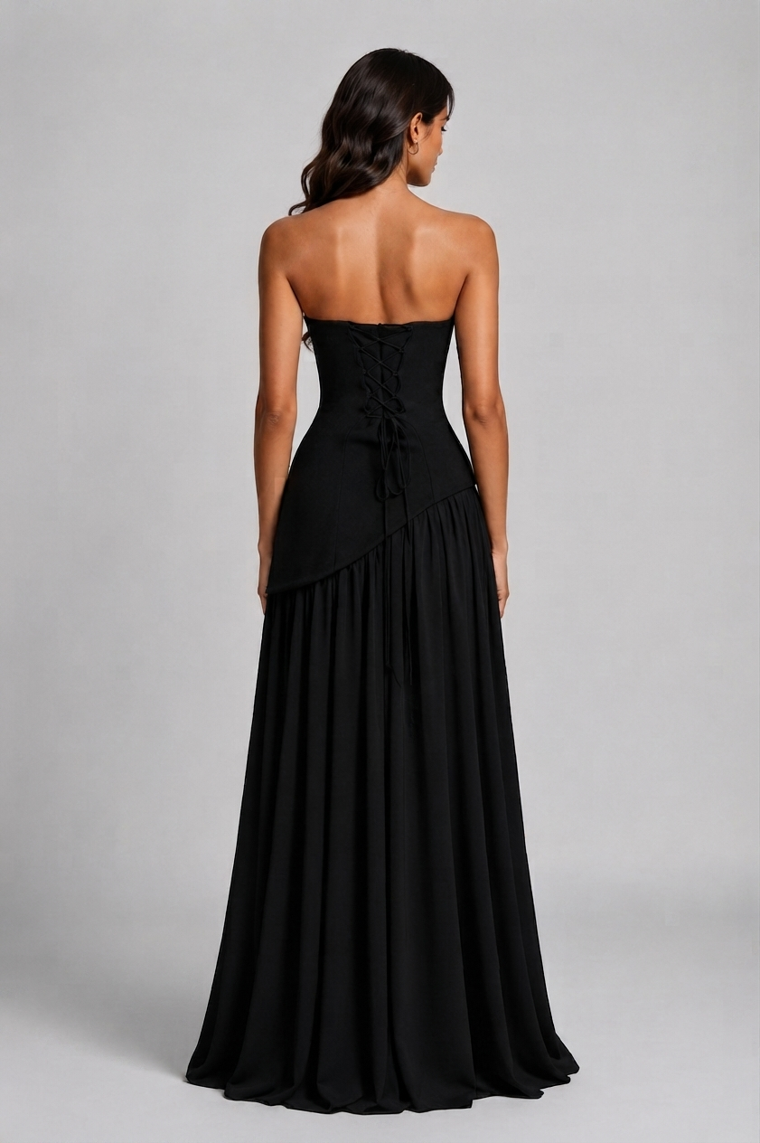 Vestido Victoria Largo de Noche con Drapeado