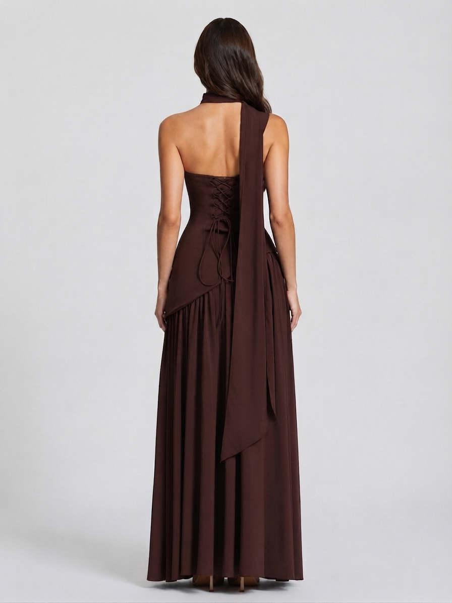 Vestido Victoria Largo de Noche con Drapeado