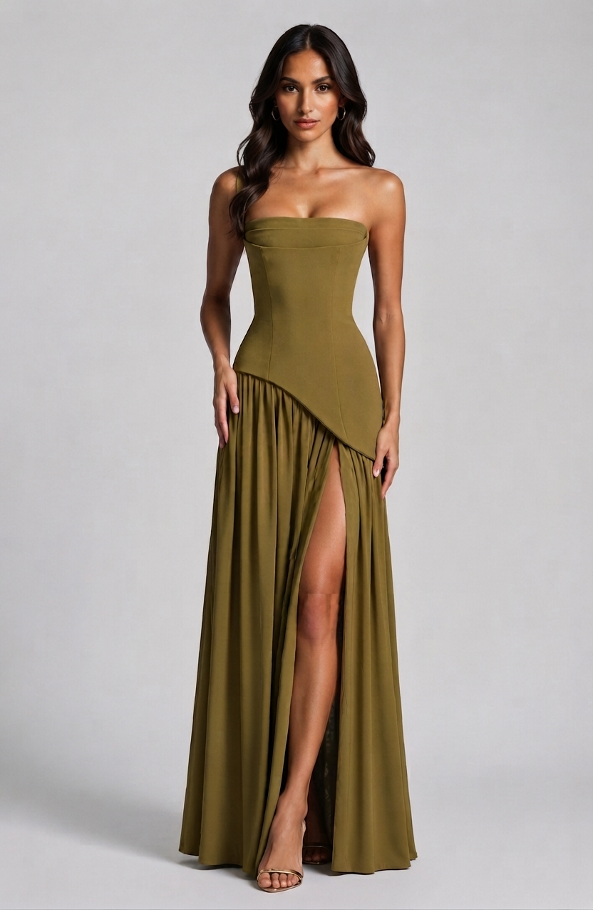 Vestido Victoria Largo de Noche con Drapeado